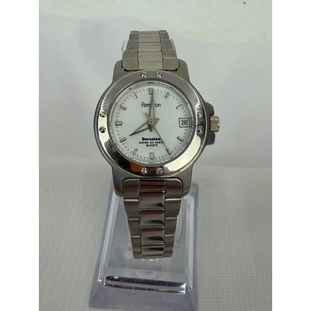 Armitron Durasteel Watch Virginia Slims V Wear Silver Tone White Dial 25/6059